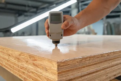 Formwork panel coating inspection station