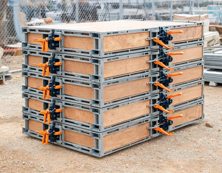 PERI modular formwork panels staged for a concrete pour
